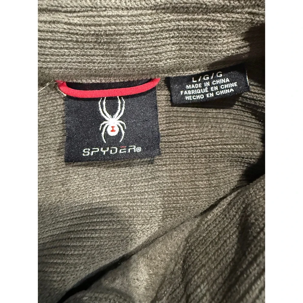Spyder Mens Corduroy Snap Front Shirt Jacket Olive Green Fleece Lined Large